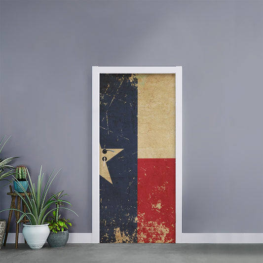 Vintage Texas Flag Print Door Sticker