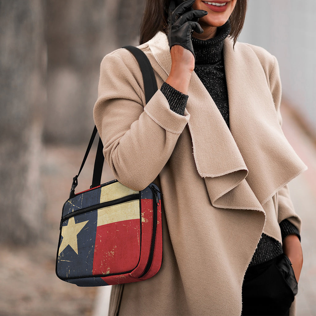 Vintage Texas Flag Print Double Strap Bible Bag