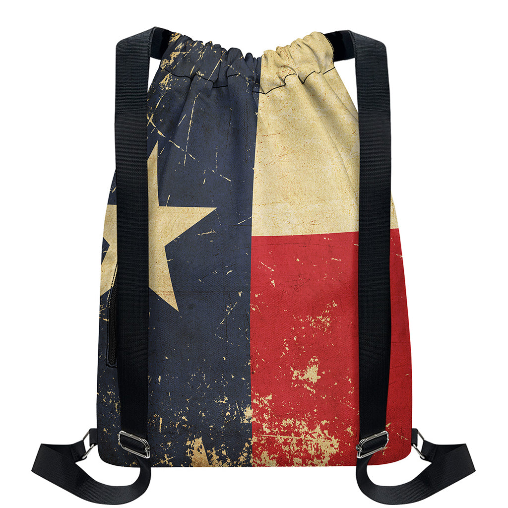 Vintage Texas Flag Print Drawstring Backpack