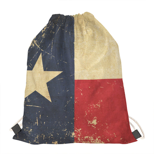 Vintage Texas Flag Print Drawstring Bag