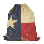 Vintage Texas Flag Print Drawstring Bag