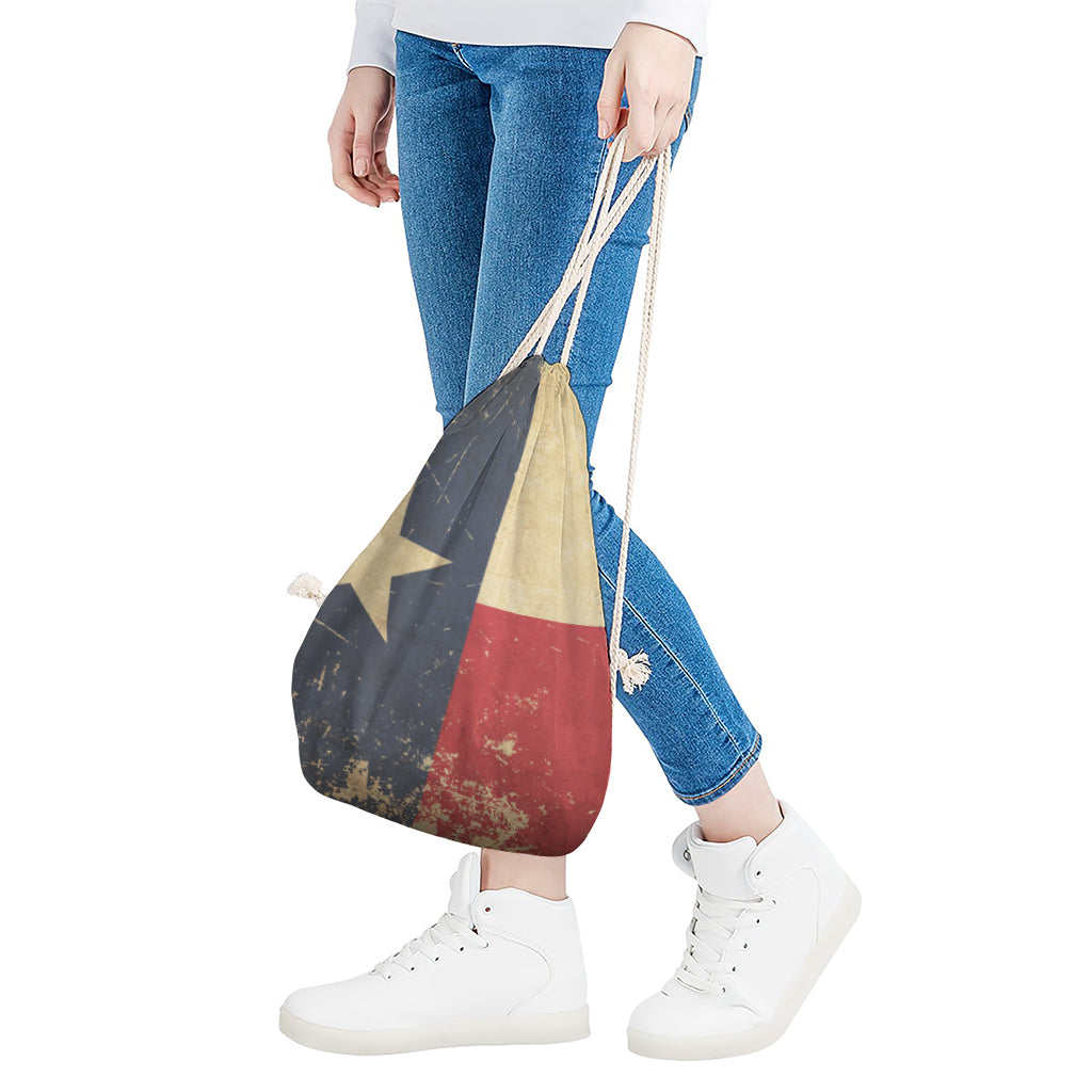 Vintage Texas Flag Print Drawstring Bag