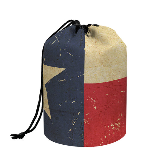 Vintage Texas Flag Print Drawstring Makeup Bag
