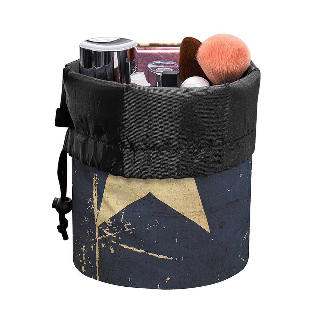 Vintage Texas Flag Print Drawstring Makeup Bag