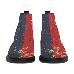 Vintage Texas Flag Print Flat Ankle Boots