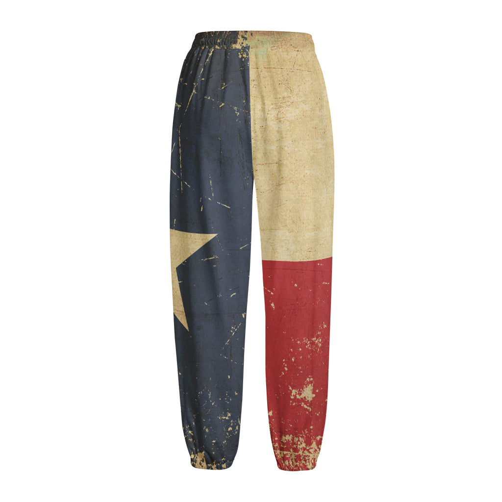 Vintage Texas Flag Print Fleece Lined Knit Pants