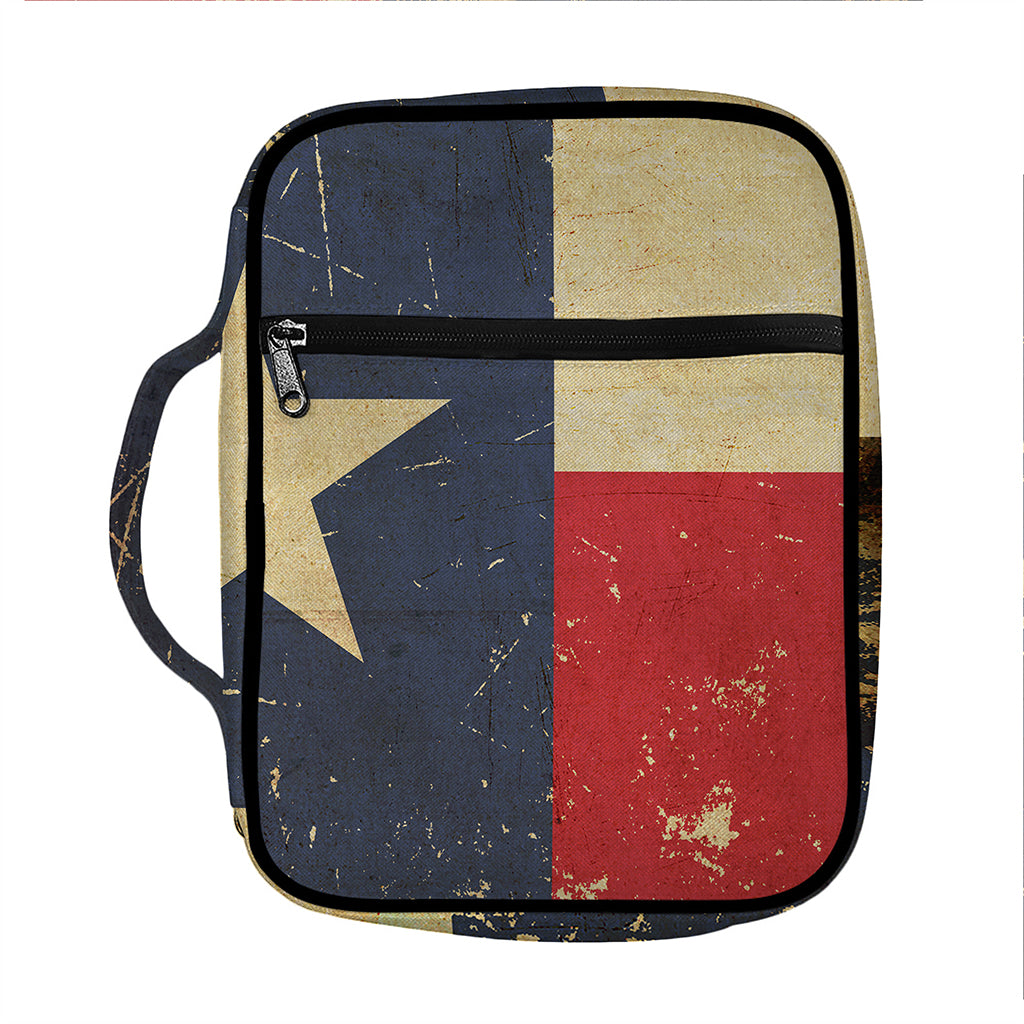Vintage Texas Flag Print Front Pocket Bible Bag