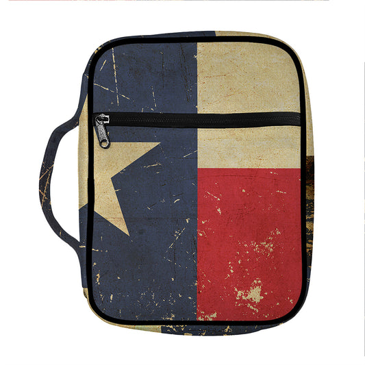 Vintage Texas Flag Print Front Pocket Bible Bag