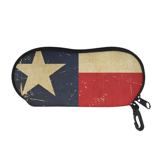 Vintage Texas Flag Print Glasses Case