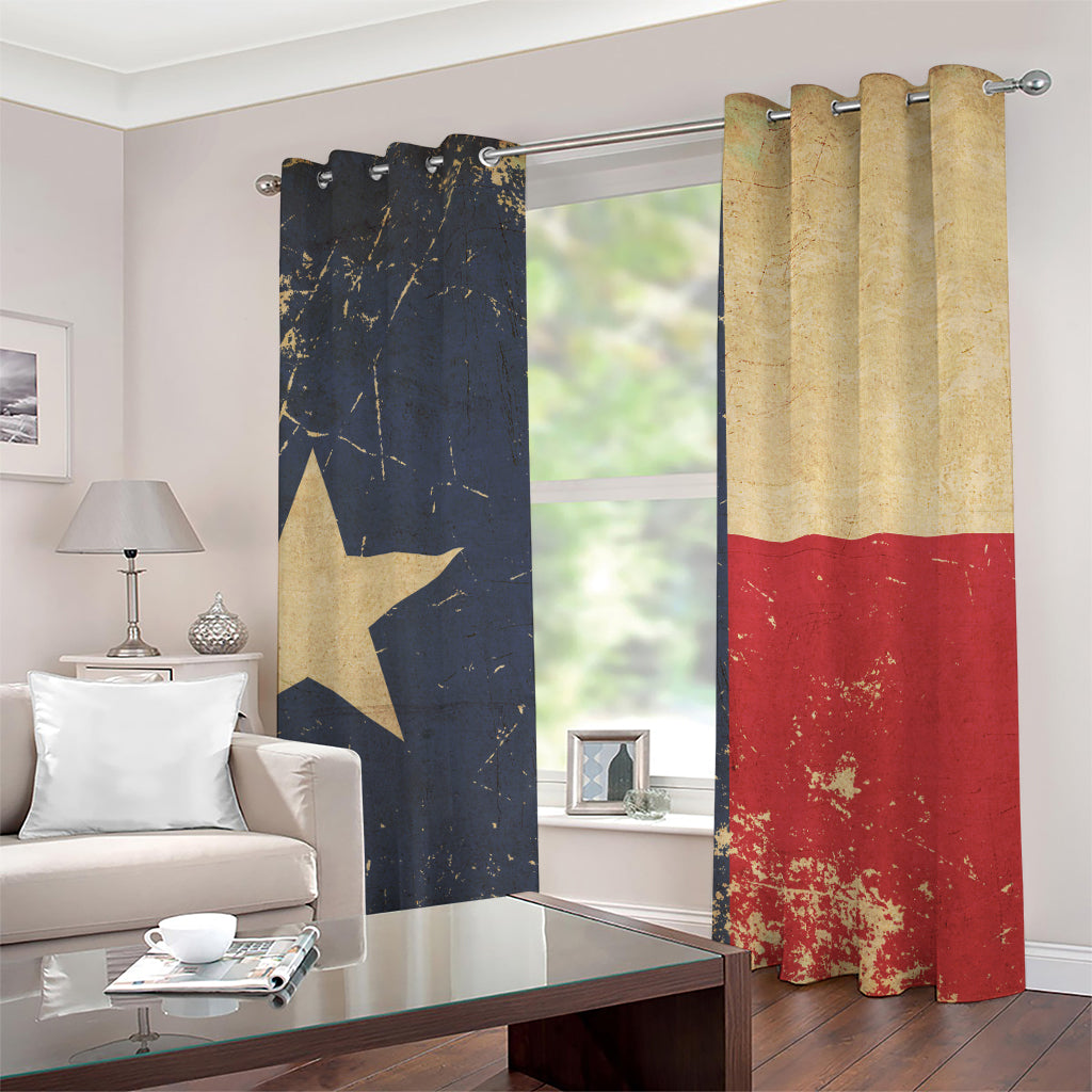 Vintage Texas Flag Print Grommet Curtains