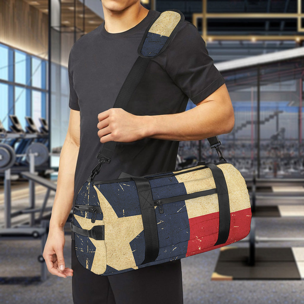 Vintage Texas Flag Print Gym Bag