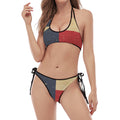 Vintage Texas Flag Print Halter Scoop Tie Side Bikini