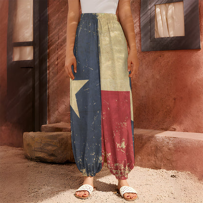 Vintage Texas Flag Print Harem Pants