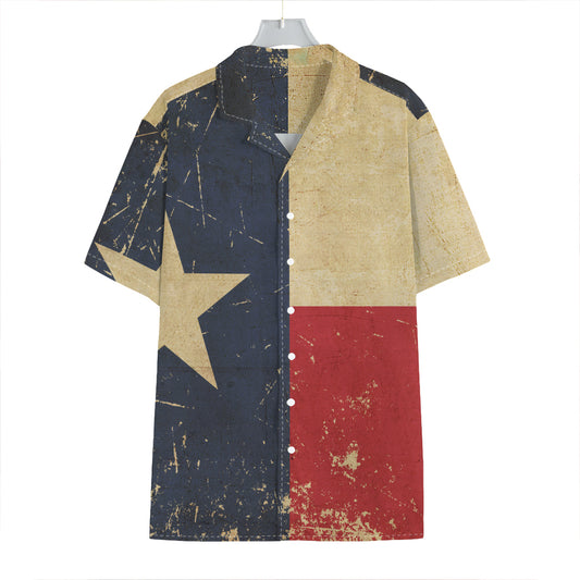 Vintage Texas Flag Print Hawaiian Shirt