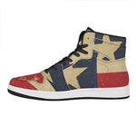 Vintage Texas Flag Print High Top Leather Sneakers