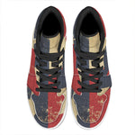 Vintage Texas Flag Print High Top Leather Sneakers