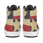 Vintage Texas Flag Print High Top Leather Sneakers