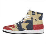 Vintage Texas Flag Print High Top Leather Sneakers