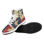 Vintage Texas Flag Print High Top Leather Sneakers