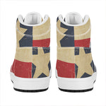 Vintage Texas Flag Print High Top Leather Sneakers