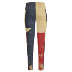 Vintage Texas Flag Print High-Waisted Pocket Leggings