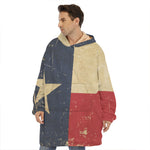 Vintage Texas Flag Print Hoodie Blanket