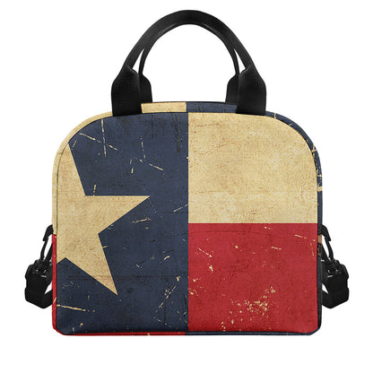 Vintage Texas Flag Print Insulated Lunch Bag