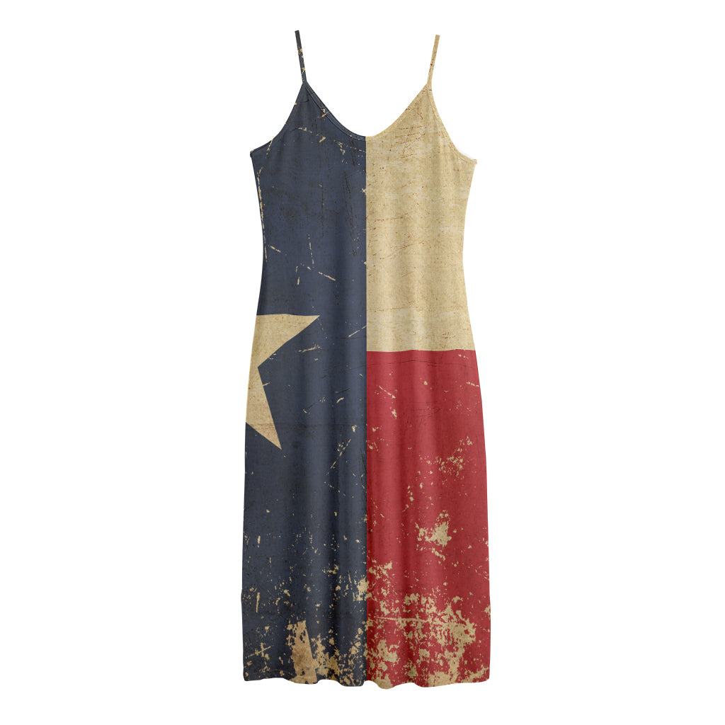Vintage Texas Flag Print Jersey Midi Cami Dress