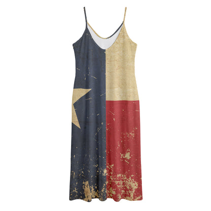 Vintage Texas Flag Print Jersey Midi Cami Dress