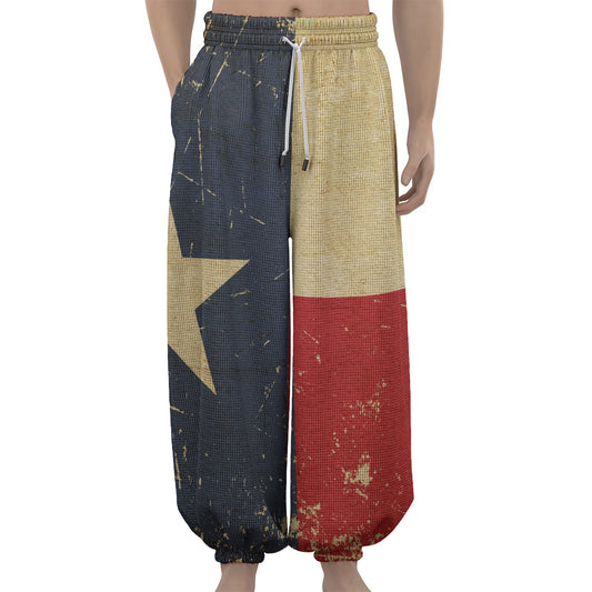 Vintage Texas Flag Print Lantern Pants
