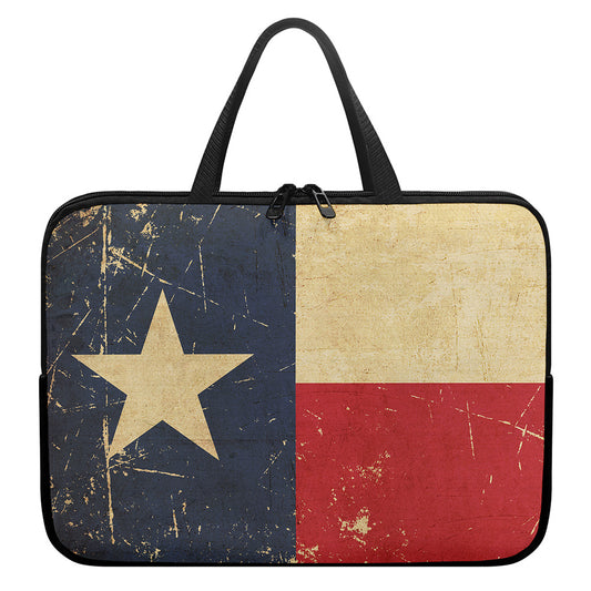 Vintage Texas Flag Print Laptop Sleeve With Handle