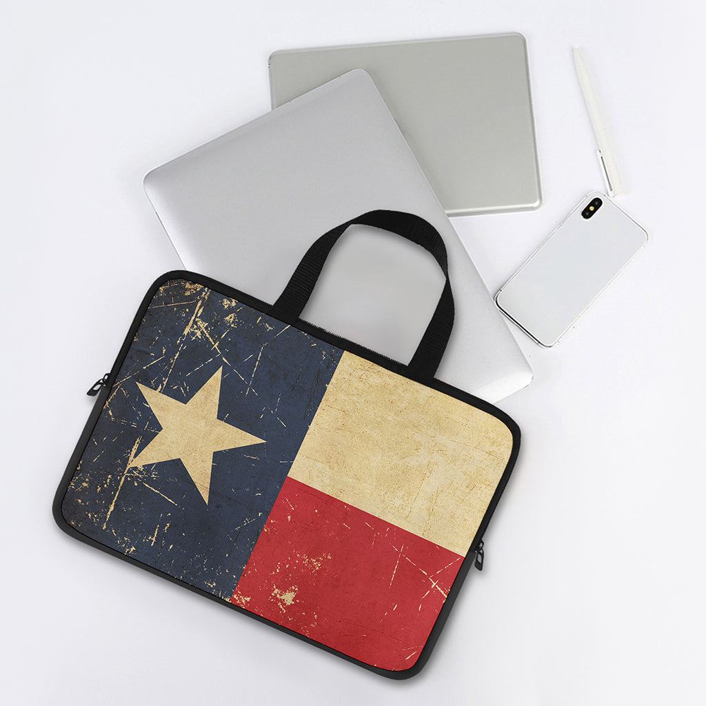 Vintage Texas Flag Print Laptop Sleeve With Handle