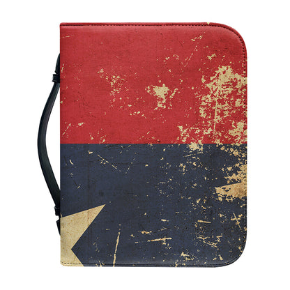 Vintage Texas Flag Print Leather Bible Cover