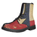 Vintage Texas Flag Print Lace-Up Boots