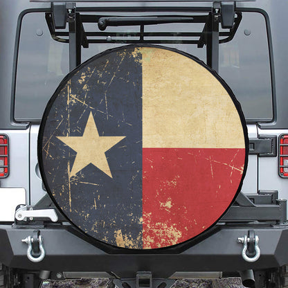 Vintage Texas Flag Print Leather Spare Tire Cover