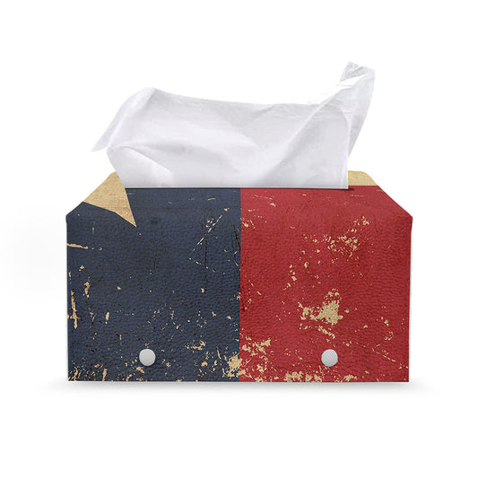 Vintage Texas Flag Print Leather Tissue Box Cover