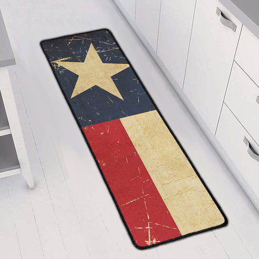 Vintage Texas Flag Print Long Kitchen Mat