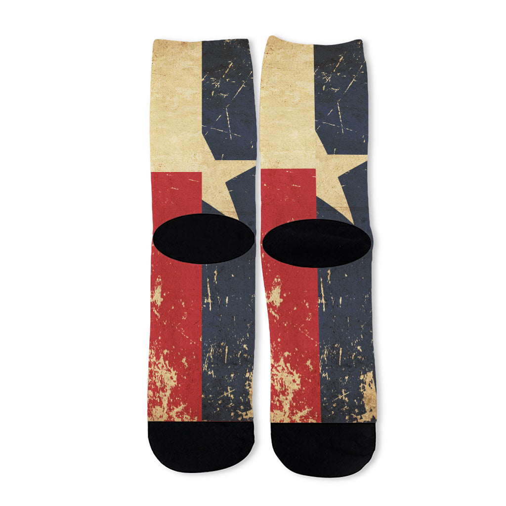 Vintage Texas Flag Print Long Socks