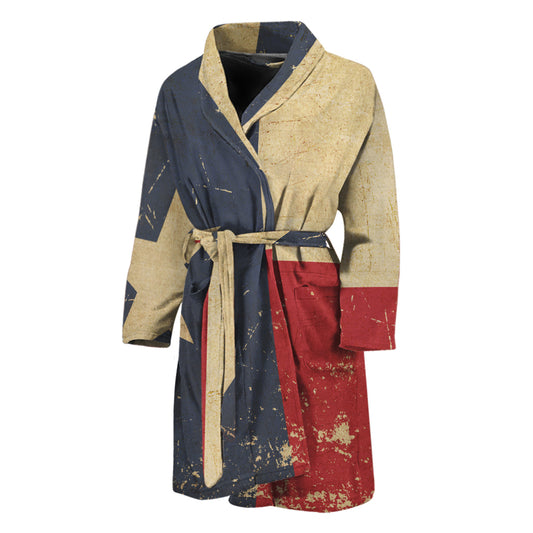 Vintage Texas Flag Print Men's Bathrobe