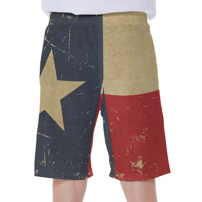 Vintage Texas Flag Print Men's Beach Shorts
