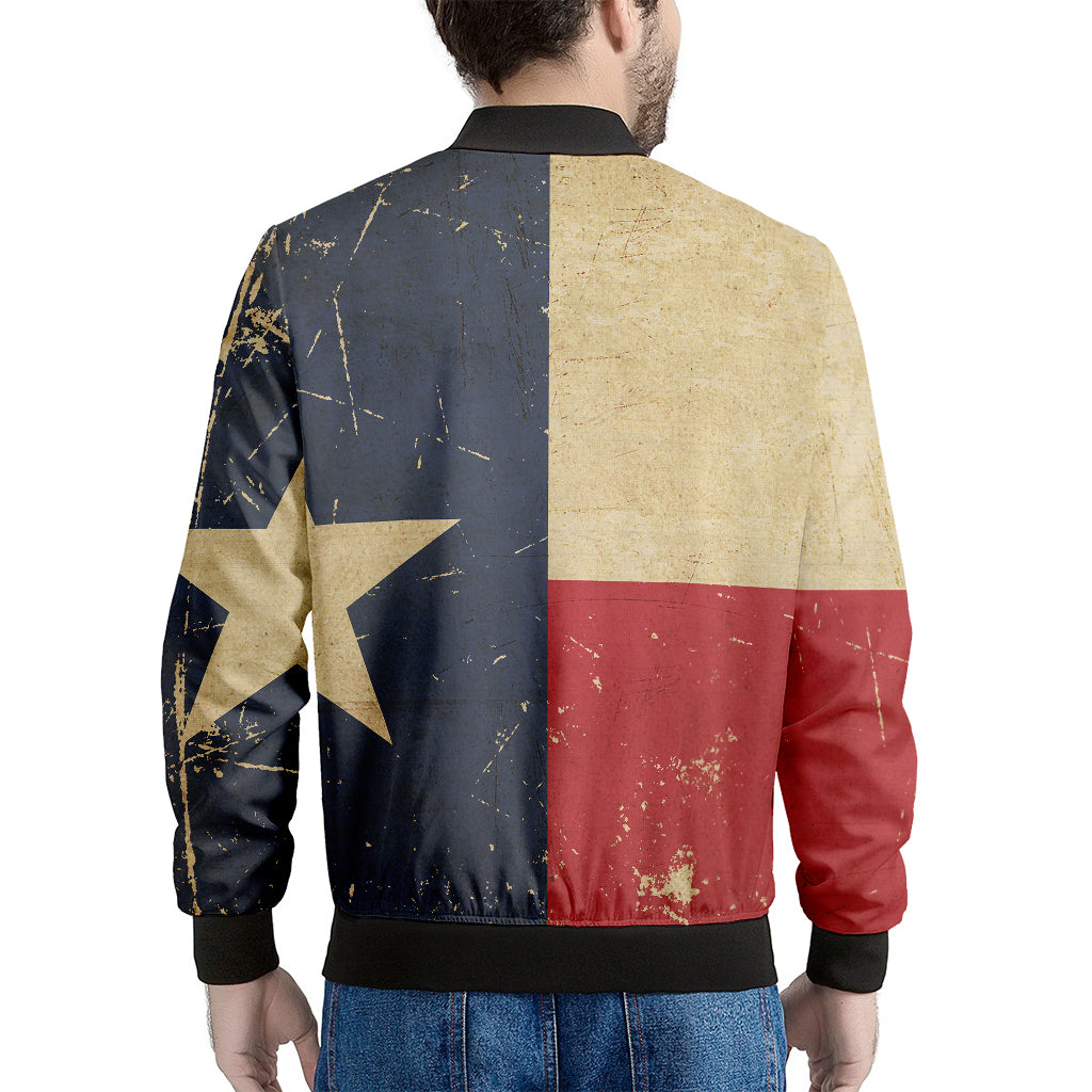 Vintage Texas Flag Print Men's Bomber Jacket