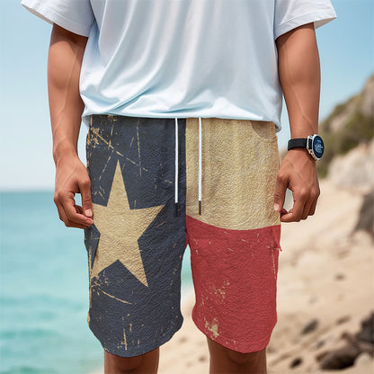 Vintage Texas Flag Print Men's Cargo Shorts