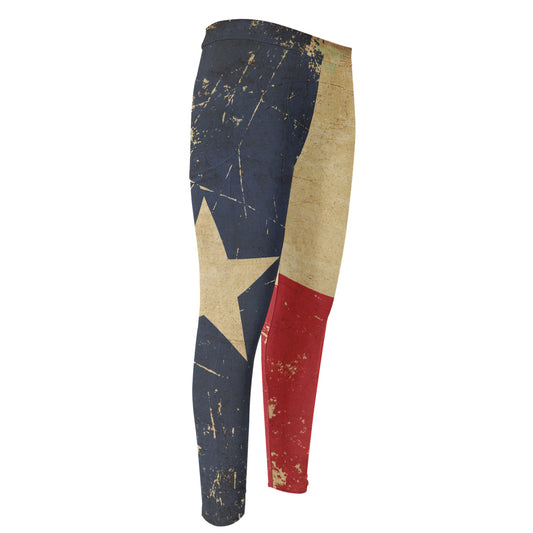 Vintage Texas Flag Print Men's Compression Pants