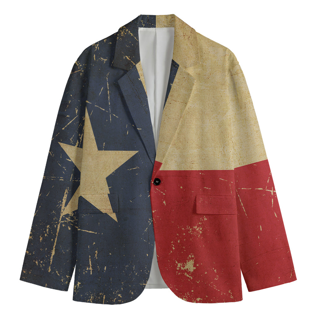 Vintage Texas Flag Print Men's Cotton Blazer