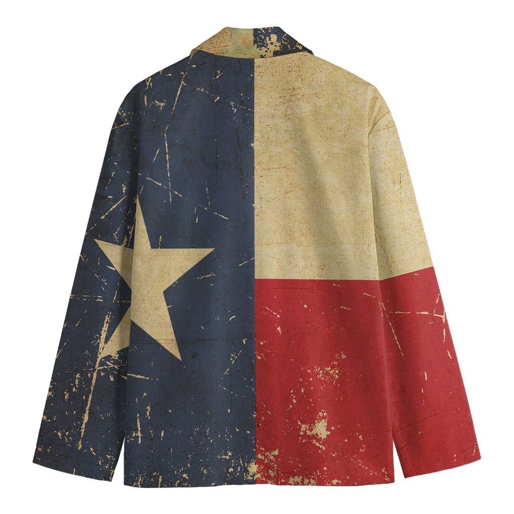 Vintage Texas Flag Print Men's Cotton Blazer