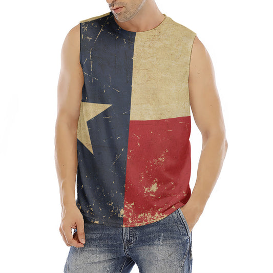 Vintage Texas Flag Print Men's Fitness Tank Top