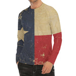 Vintage Texas Flag Print Men's Long Sleeve Rash Guard