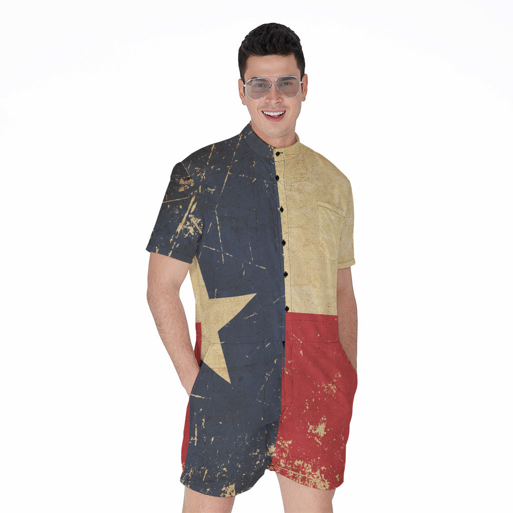 Vintage Texas Flag Print Men's Rompers