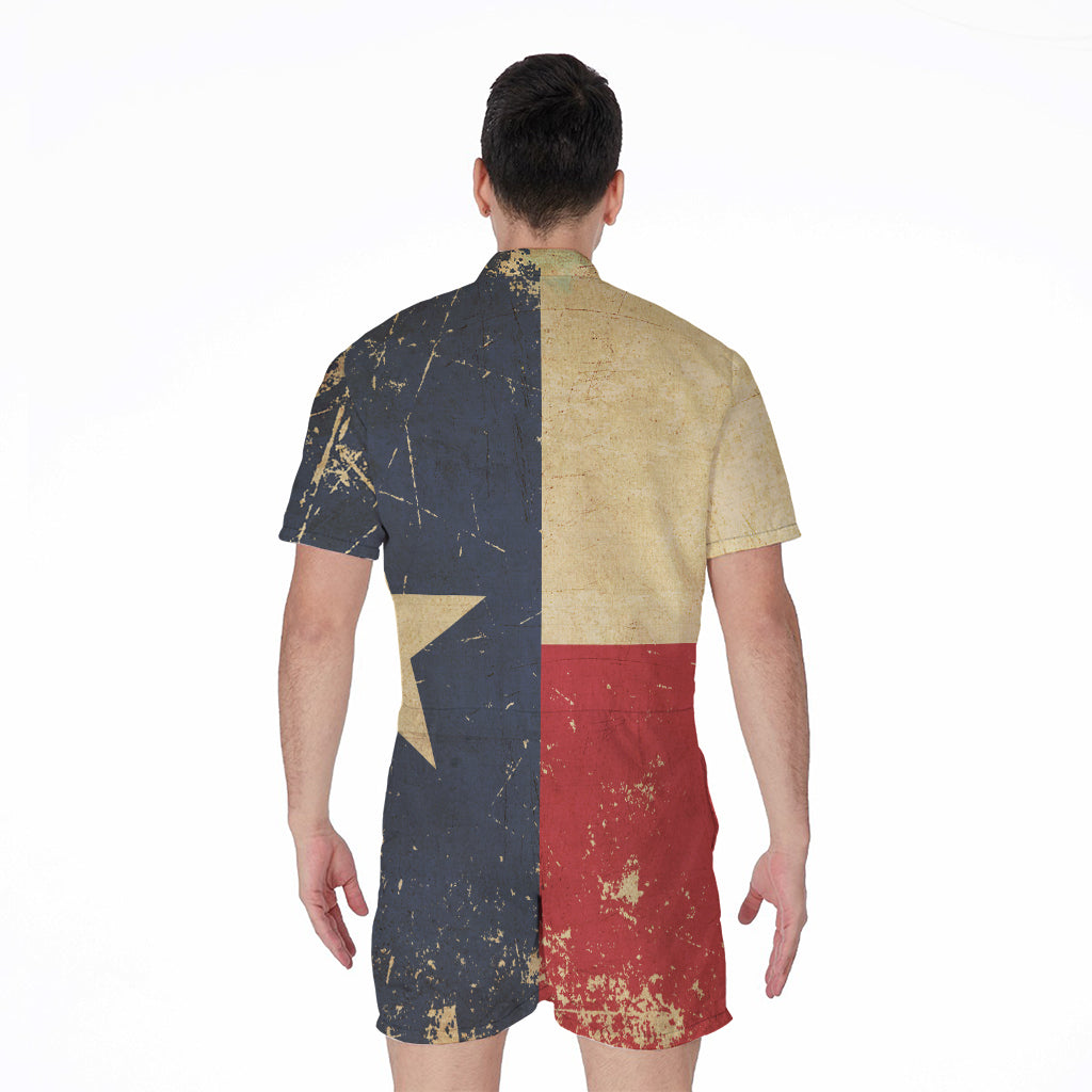 Vintage Texas Flag Print Men's Rompers