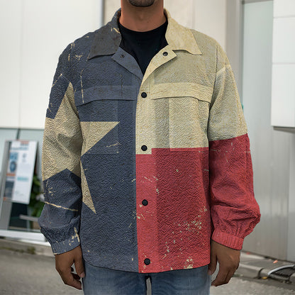 Vintage Texas Flag Print Men's Shirt Jacket